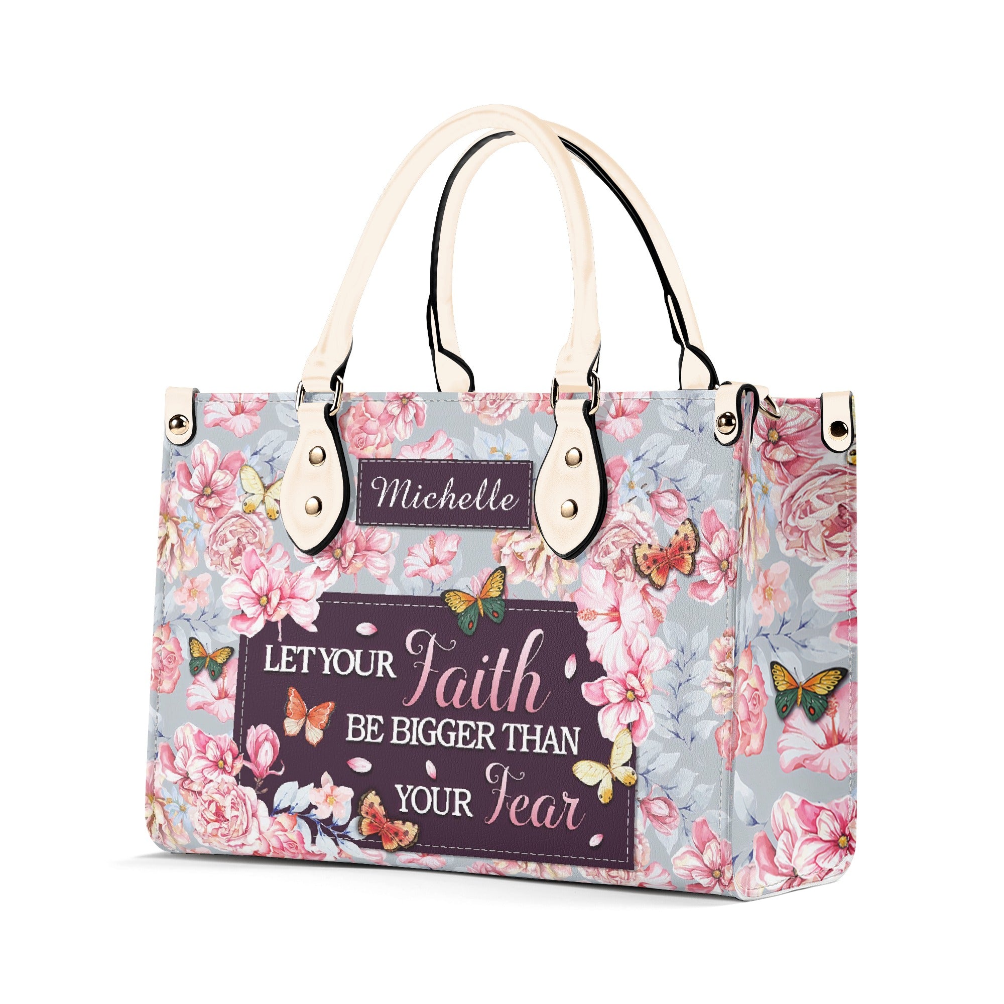Let Your Faith Be Bigger Than Your Fear Leather Bag, Custom Leather Bag With Bible Verse. BLAF08